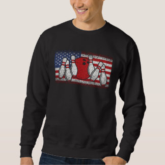 Sweatshirt Funny Bowling Pin pals Patriotic US Flag For Men W