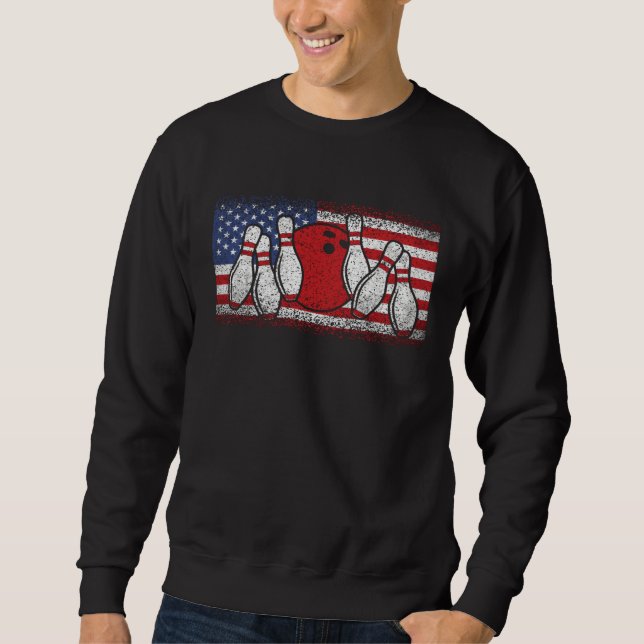 Sweatshirt Funny Bowling Pin pals Patriotic US Flag For Men W (Devant)