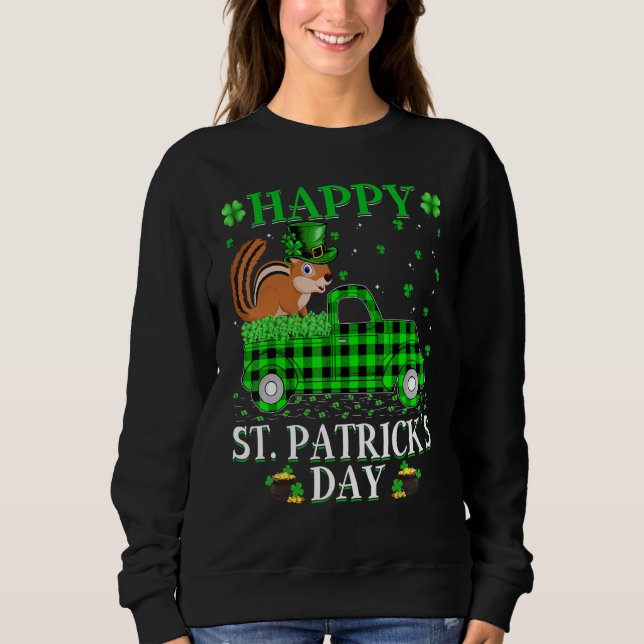 Sweatshirt Funny Buffalo Plaid Green Truck Chipmunk St Patron (Devant)