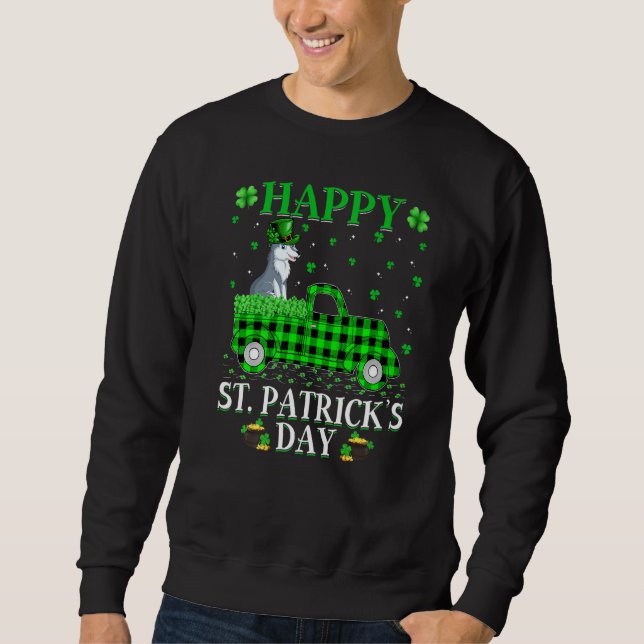 Sweatshirt Funny Buffalo Plaid Green Truck Wolf St Patrick's (Devant)