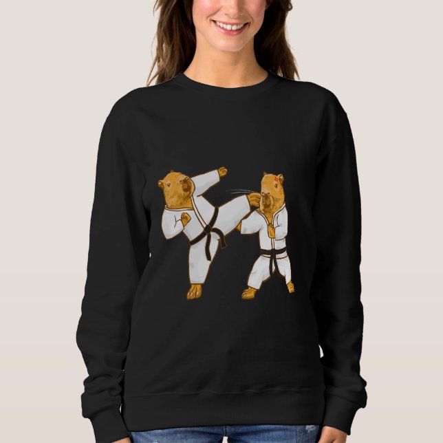 Sweatshirt Funny Capybara fight Material Arts Karate MMA Kick (Devant)