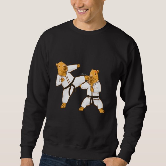 Sweatshirt Funny Capybara fight Material Arts Karate MMA Kick (Devant)