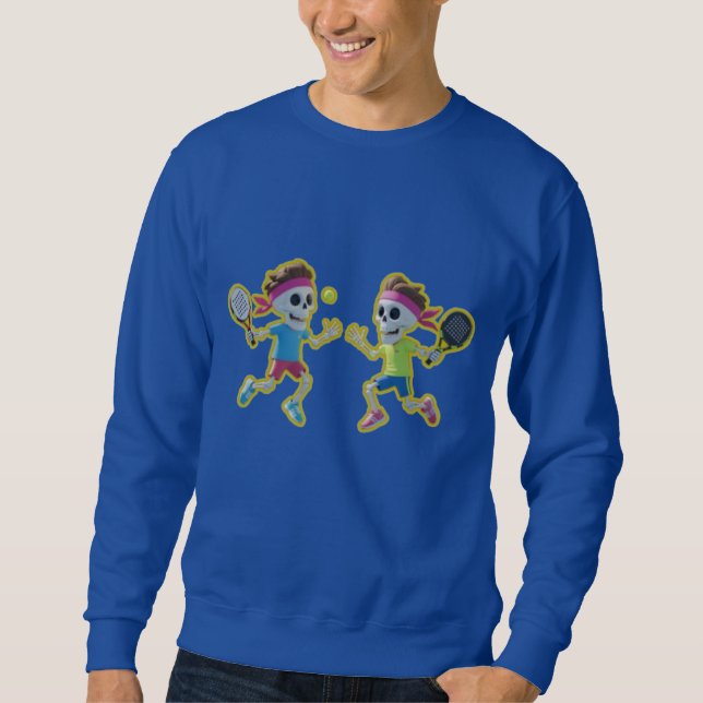 Sweatshirt Funny Cartoon Skeletons Playing Padel Tennis – 3D  (Devant)