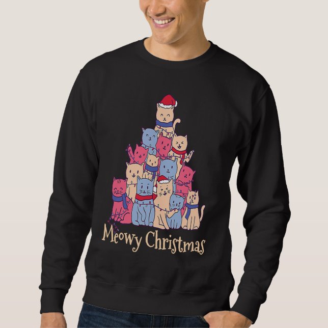 Sweatshirt Funny Cat Lover Meowy Catmas Chirstmas  Cat Tree (Devant)