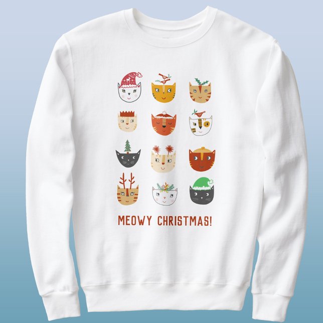 Sweatshirt Funny Cat Meowy Noël (Meowy Christmas funny cat sweatshirt)