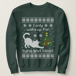 Sweatshirt Funny Cat Pixel Knit Ugly Christmas
