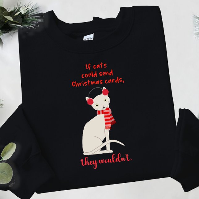 Sweatshirt Funny chat blanc rouge foulard de Noël carte sarca (Créateur téléchargé)