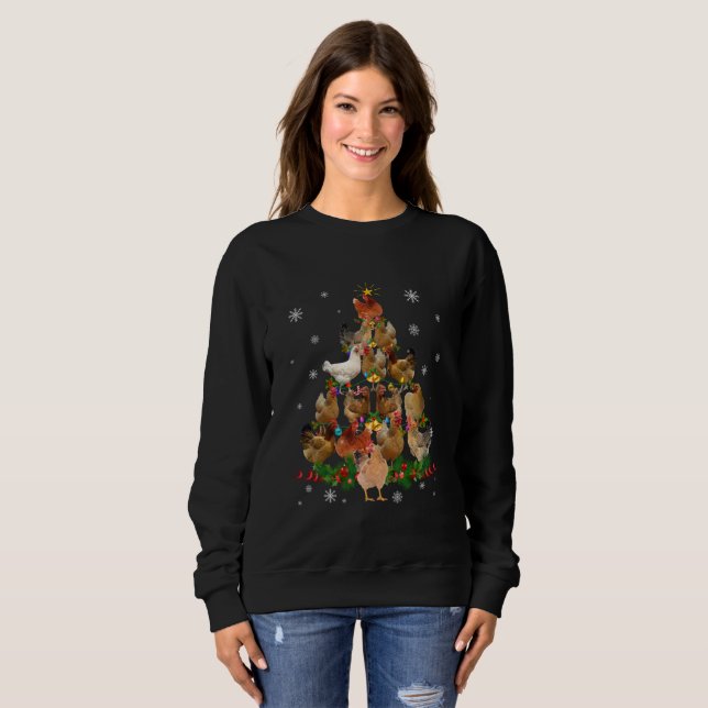 Sweatshirt Funny Chicken Christmas Tree Pet Chicken Lover (Devant entier)