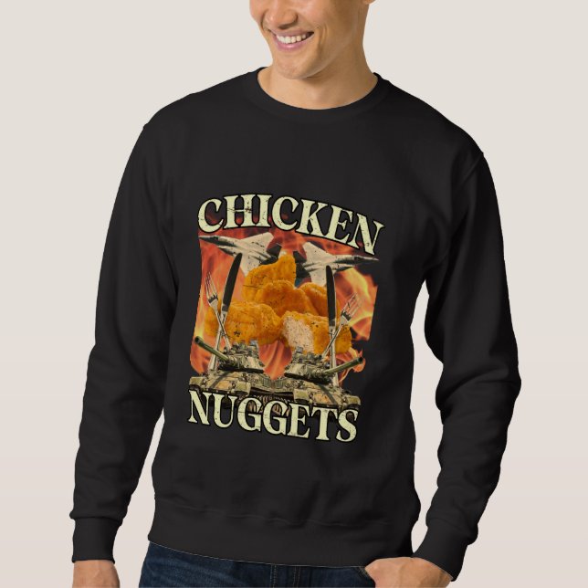 Sweatshirt Funny Chicken Nugget Bootleg Hardcore Flames mème (Devant)