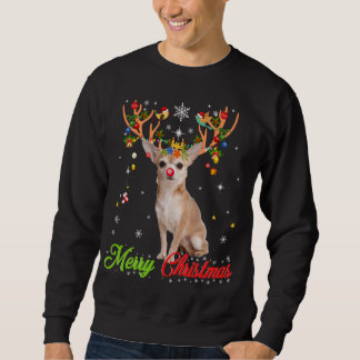 Sweatshirt Funny Chihuahua Chig with Antlers Joyeux Noël T