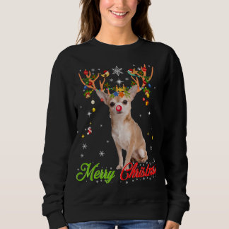 Sweatshirt Funny Chihuahua Chig with Antlers Joyeux Noël T