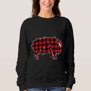 Sweatshirt Funny Cochon Arbre de Noël Rouge Plaid Animaux Lo