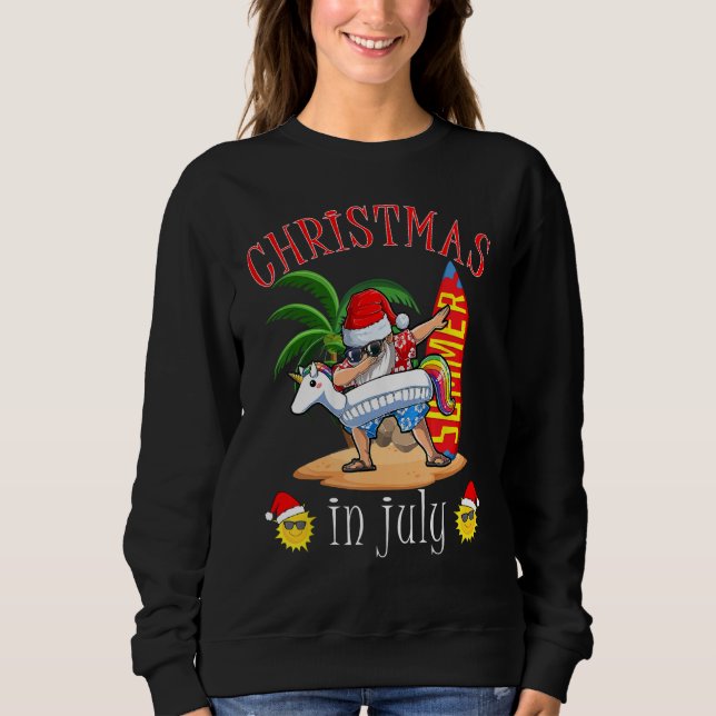 Sweatshirt Funny Dabbing Santa Christmas in July Santa Hawaii (Devant)