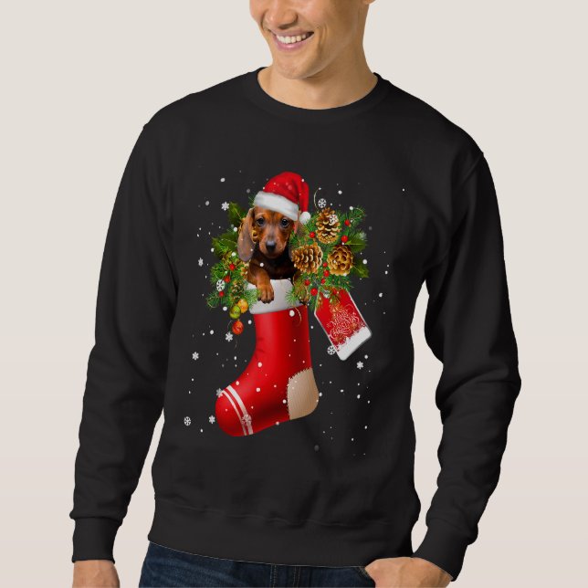 Sweatshirt Funny Dachshund Dans Le Choc Noël Noël Noël Noël N (Devant)
