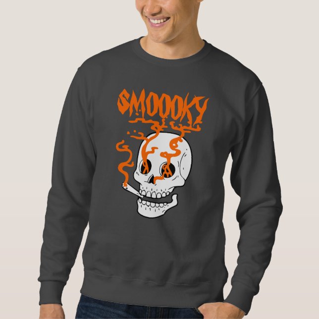 Sweatshirt Funny Éffrayant Smoky Skull Halloween personnalisé (Devant)