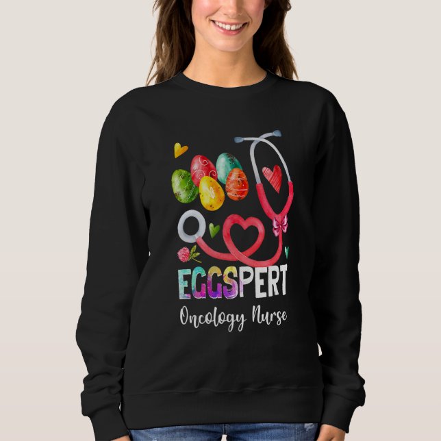 Sweatshirt Funny Eggspert Oncologie Infirmière Bunny Stethosc (Devant)