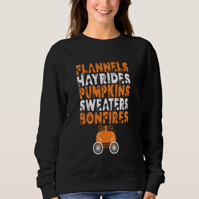 Sweatshirt Funny Flannels Hayrides Sweaters Citrouille Bonfir (Devant)