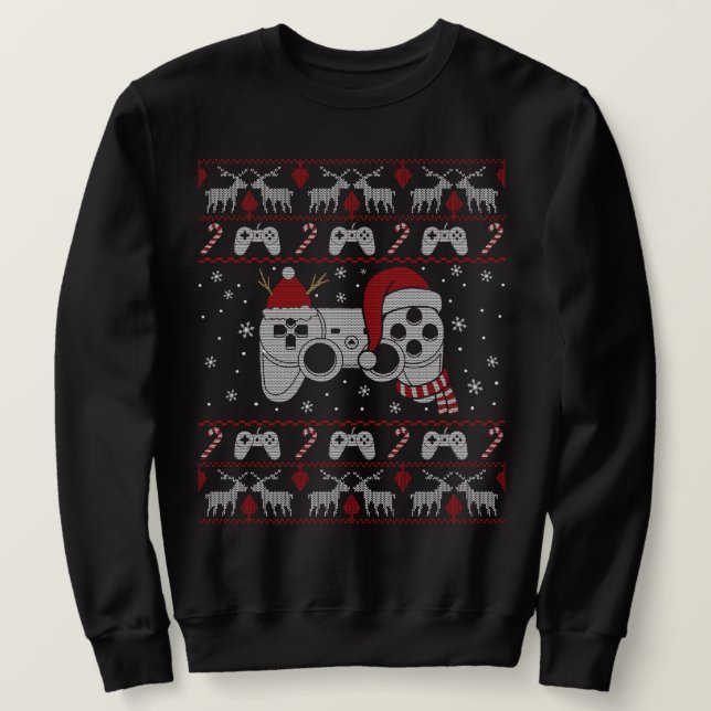 Sweatshirt Funny Gamer Ugly Christmas Sweater For Men Women (Design devant)