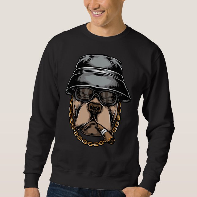 Sweatshirt Funny Gangsta Pitbull (Devant)