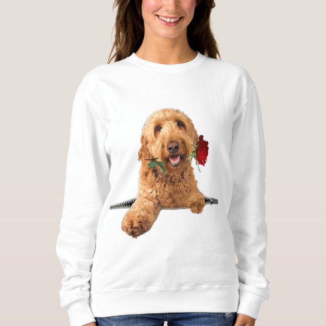 Sweatshirt Funny Goldendoodle Rose Zipper Dog Pocket Lover (Devant)