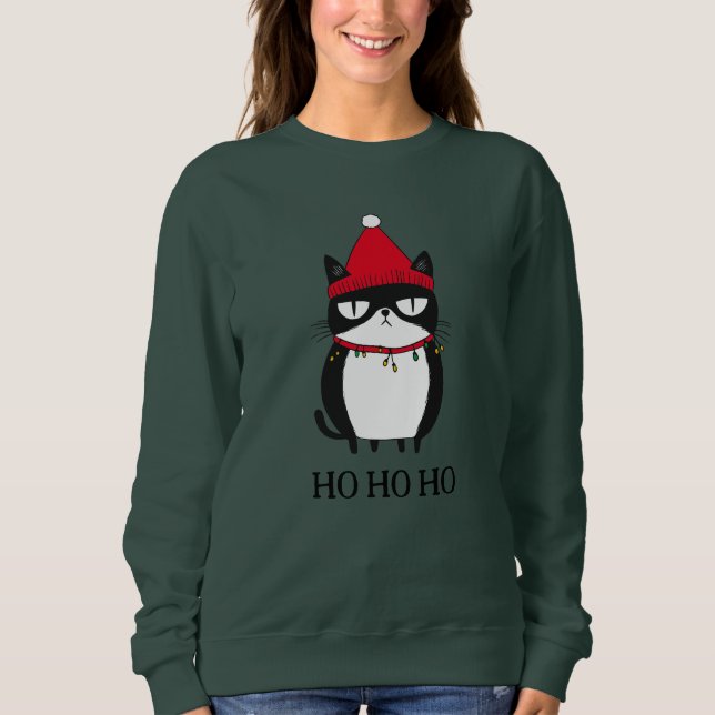 Sweatshirt Funny Grouchy Chat Catmas Humour Noël (Devant)
