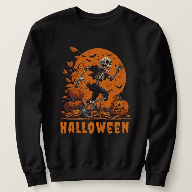 Sweatshirt Funny Halloween éffrayant exécution squelette (Design devant)
