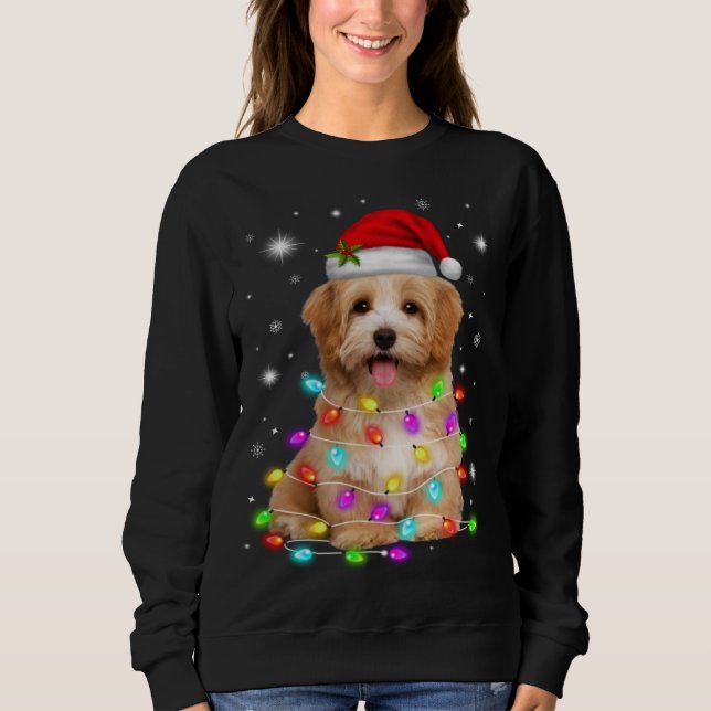 Sweatshirt Funny Havanese Dog Santa Hat (Devant)