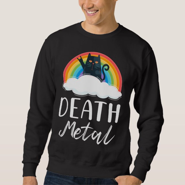 Sweatshirt Funny Heavy Death Metal Chat Rainbow Rock Music (Devant)