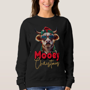 Sweatshirt Funny Highland Cow Moey Noël Scottish Family