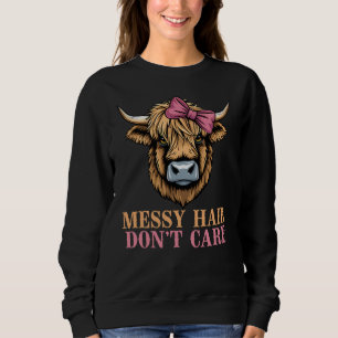 Sweatshirt Funny Highland Cow rose Bow, les cheveux durs ne s