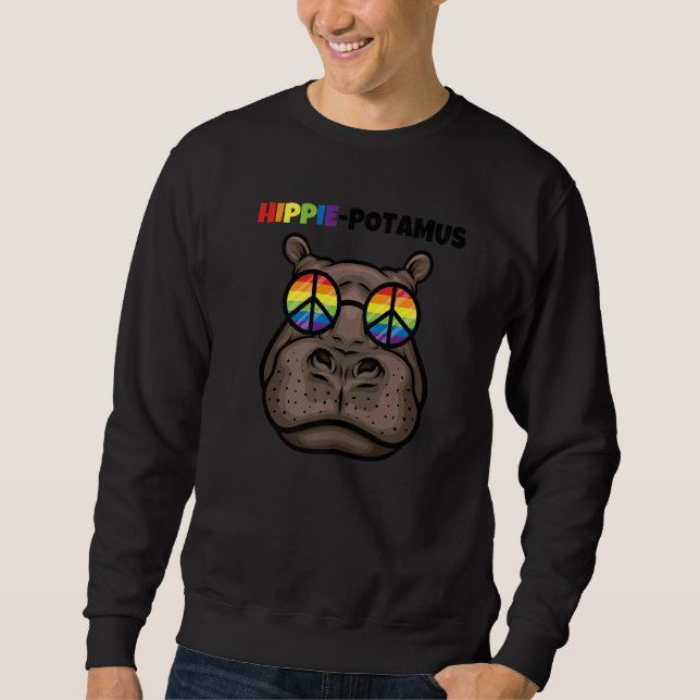 Sweatshirt Funny Hippie-Potamus Pour Les Amateurs D'Hippo Pre (Devant)