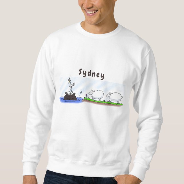 Sweatshirt Funny hippo birdie deux brebis (Devant)