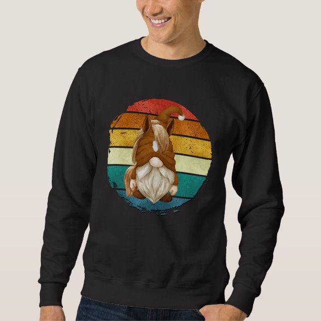 Sweatshirt Funny Horse Lover Gnome For Women Retro Sunset For (Devant)