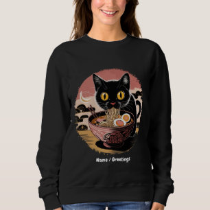 Sweatshirt Funny Kawaii Chat Manger Ramen nouilles mignonnes