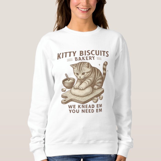 Sweatshirt Funny Kitty Biscuits Boulangerie Chemise (Devant)