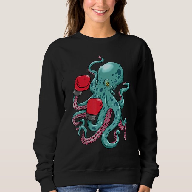 Sweatshirt Funny Kraken Octopus Gants de boxe sous-marine Océ (Devant)