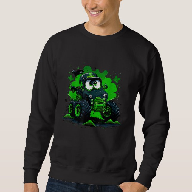 Sweatshirt Funny Leprechaun Monster Truck Shamrock St Patrick (Devant)