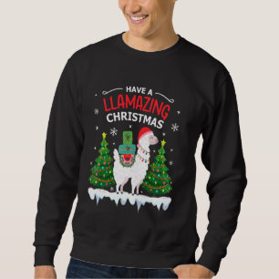 Sweatshirt Funny Llama Santa Hat Noël Pyjamas Alpaca Lla