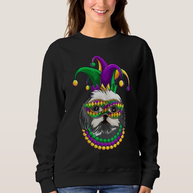 Sweatshirt Funny Mardi Gras Dog Apparel, Shih Tzu Dog Mom Dad (Devant)