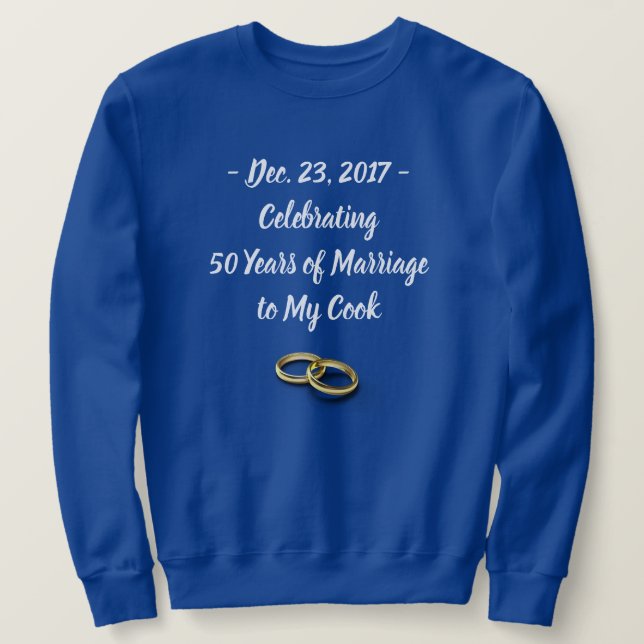 Sweatshirt Funny Mariage Anniversaire Hommes Bleu personnalis (Design devant)