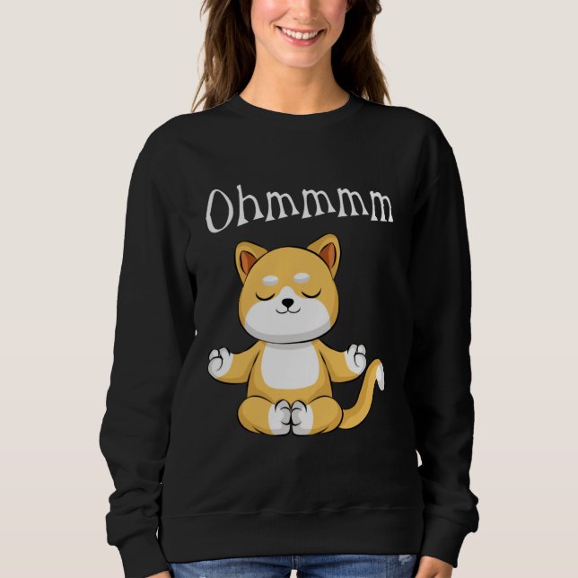 Sweatshirt Funny Ohmmm Yoga Cat Zen Meditation Relaxation Fit (Devant)