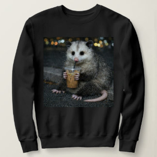 Sweatshirt Funny opossum Drinking  Coffee Shirt Cute Animal