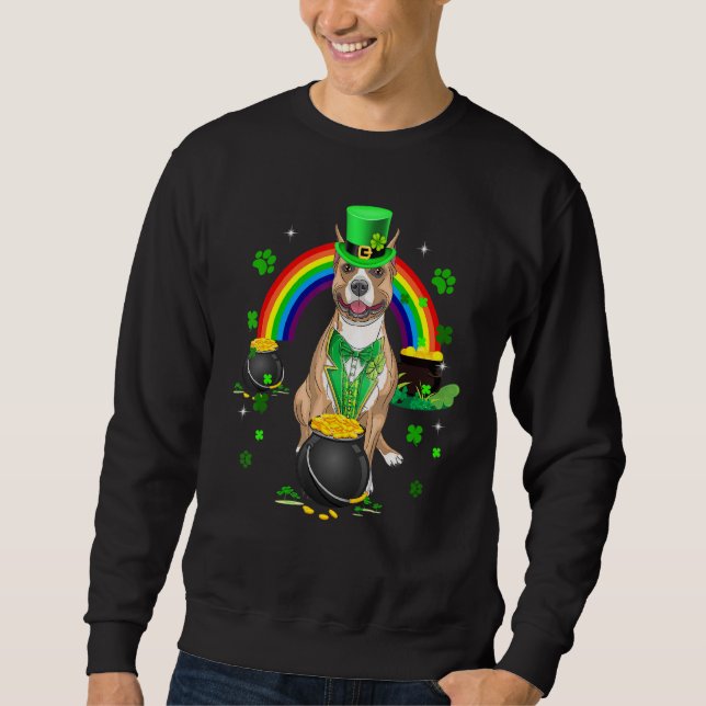 Sweatshirt Funny Pit Bull Leprechaun Shamrock St. Patrick's D (Devant)