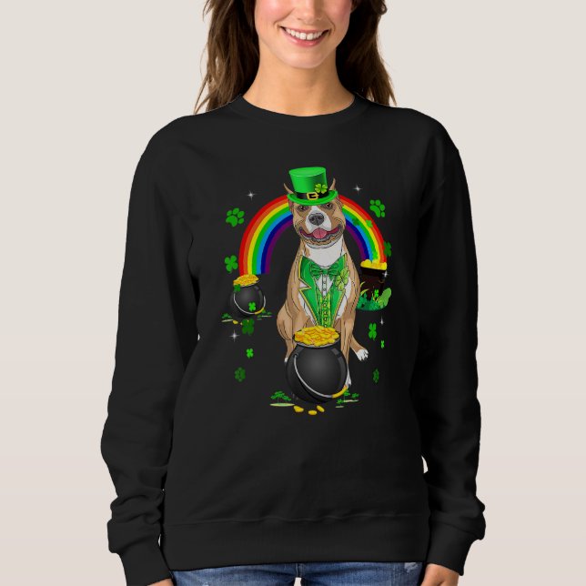 Sweatshirt Funny Pit Bull Leprechaun Shamrock St Patrick's Da (Devant)