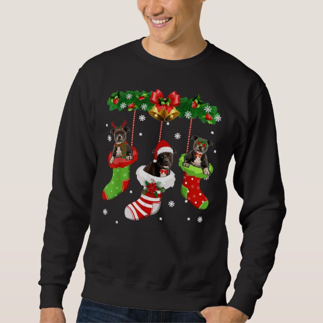 Sweatshirt Funny Pitbull Arbre de Noël Chaussettes Amoureux d (Devant)