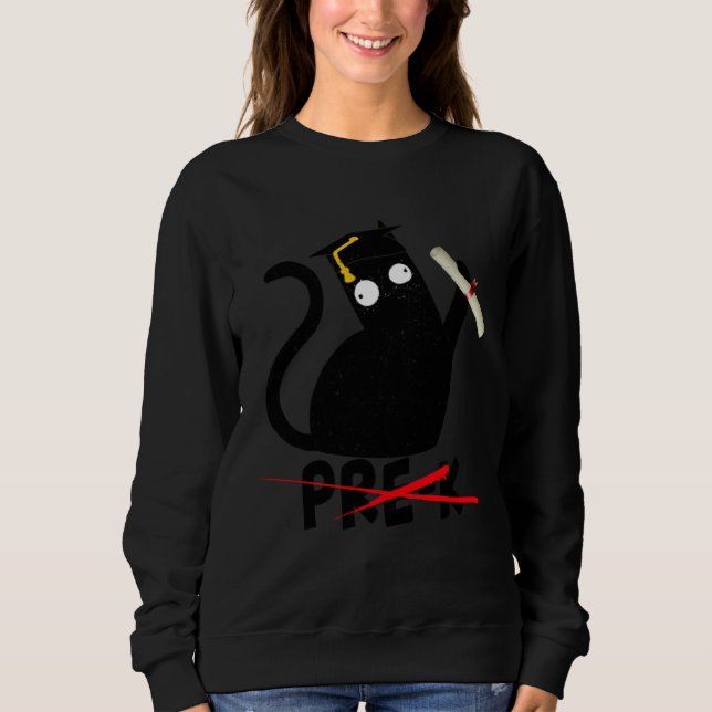 Sweatshirt Funny PRE-k Black Cat Boys & Girls Students Gradua (Devant)