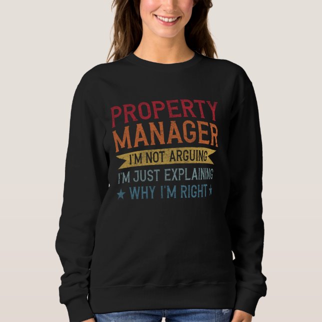 Sweatshirt Funny Profession Cote Gestionnaire de propriétés (Devant)