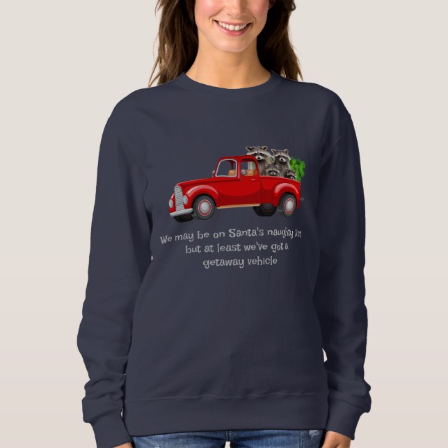 Sweatshirt Funny Raccoon animal Chemise de Noël (Devant)