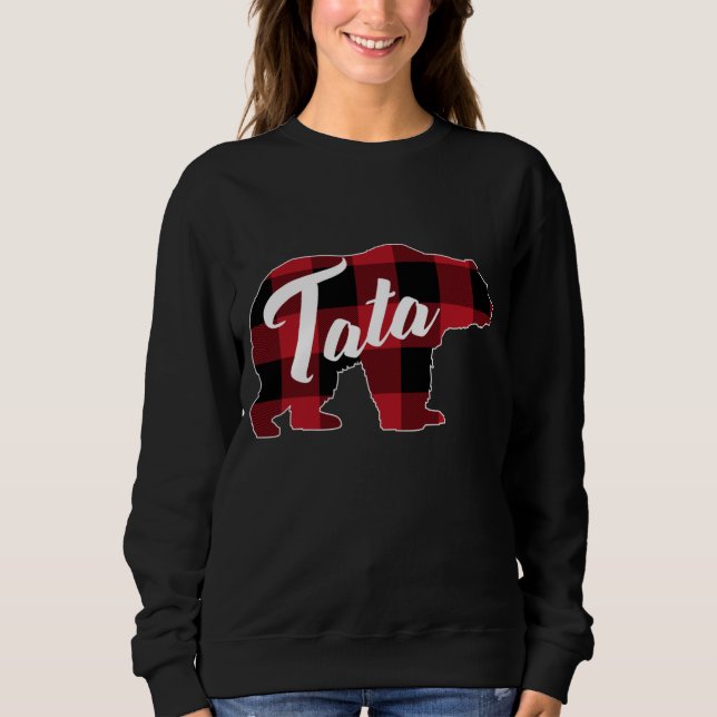 Sweatshirt Funny Red Plaid Buffalo Bear Apparel, Fun Tata Paj (Devant)
