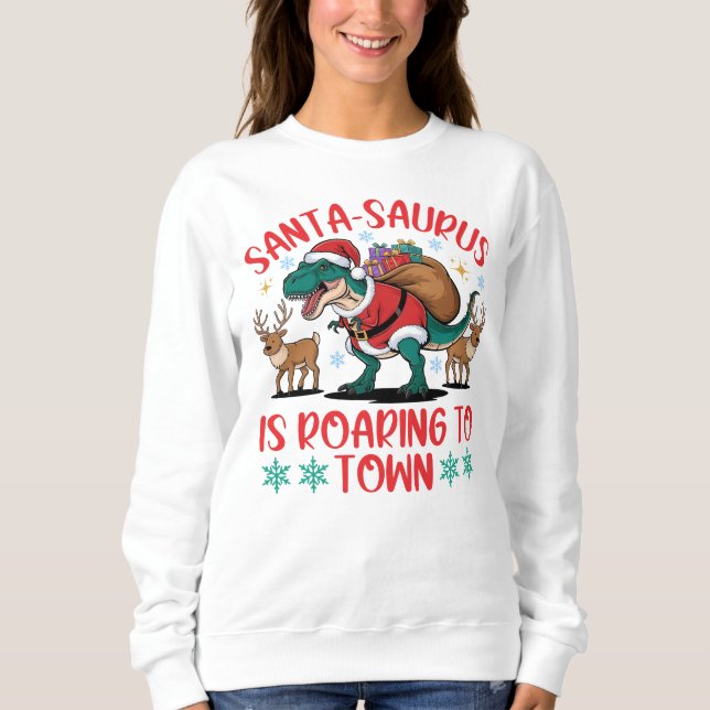 Sweatshirt Funny Santa-saurus T-Rex Dinosaur Christmas (Devant)